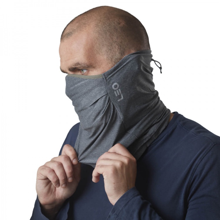 Leo Workwear SN01 Snood HeiQ Viroblock Ecoviz Recycled 3-Layer Snood Face Mask Grey